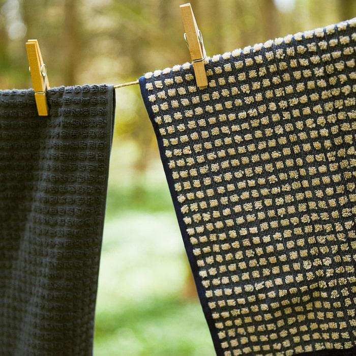 JUNA Check Hand Towel, Dark Blue