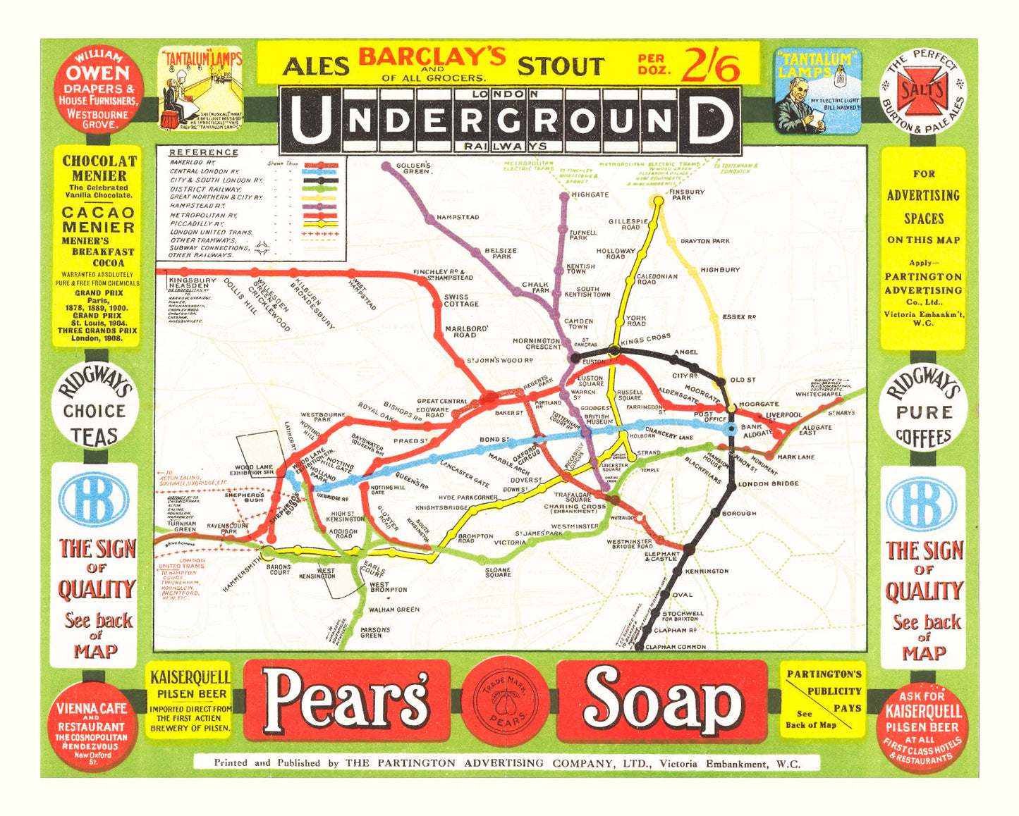 Vintage Railroad Map of London 1908