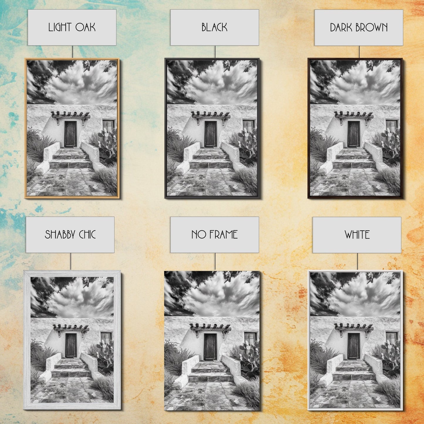 Desert Doorway, Rustic Adobe, Southwestern Style, Framed Canvas Print, Entryway Art, Neutral Wall Art, Minimalist Home Decor