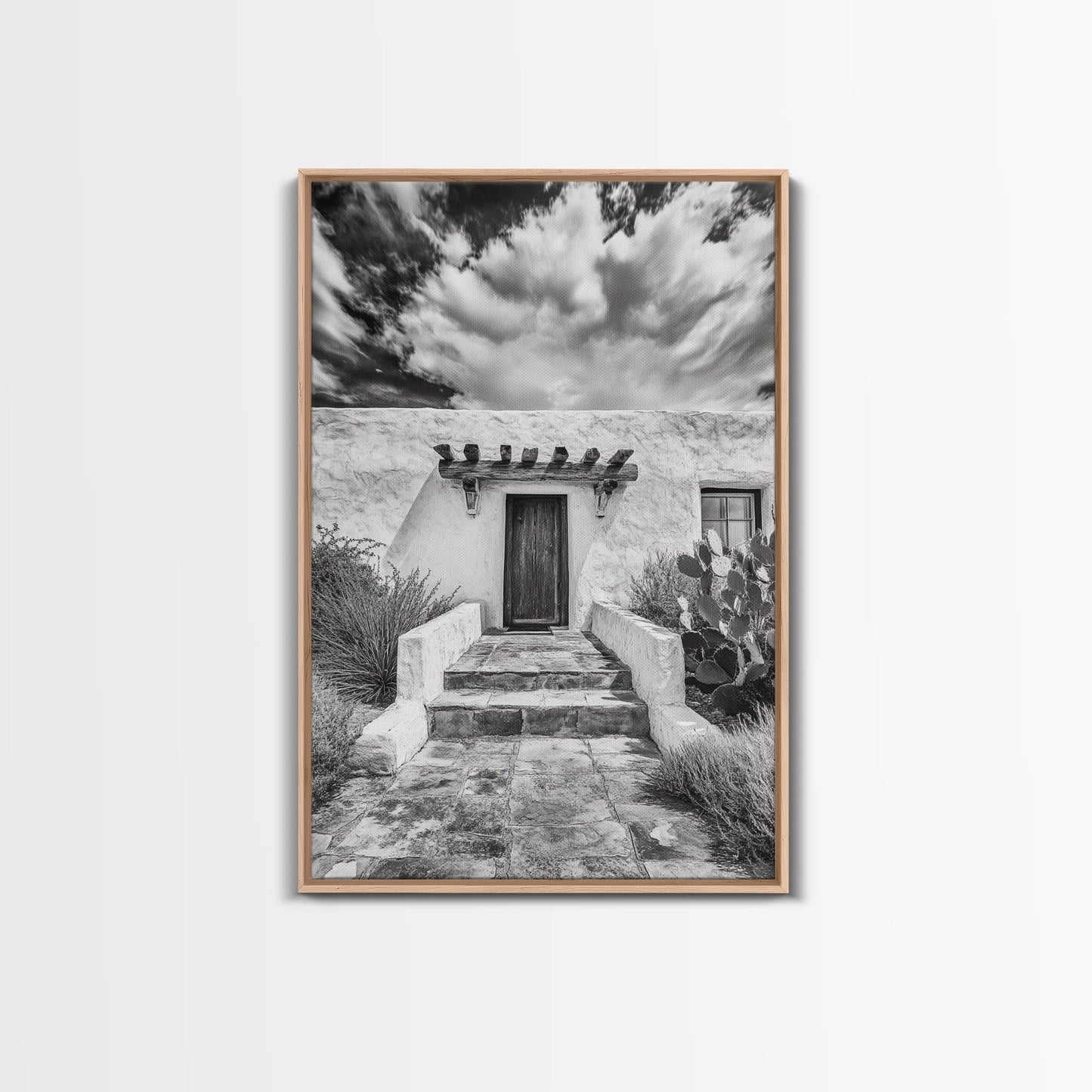 Desert Doorway, Rustic Adobe, Southwestern Style, Framed Canvas Print, Entryway Art, Neutral Wall Art, Minimalist Home Decor