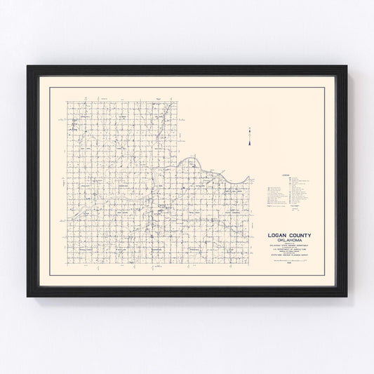 Vintage Map of Logan County, Oklahoma 1936