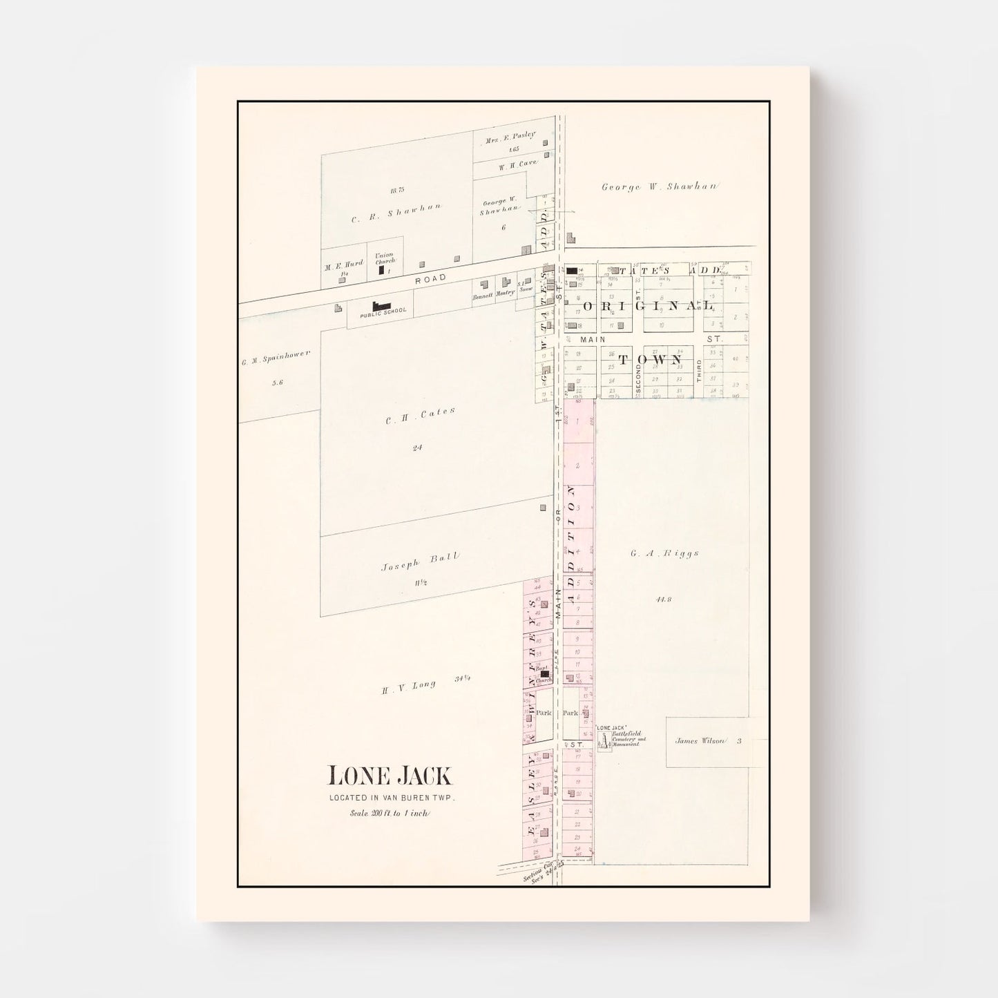 Vintage Map of Lone Jack, Missouri 1904