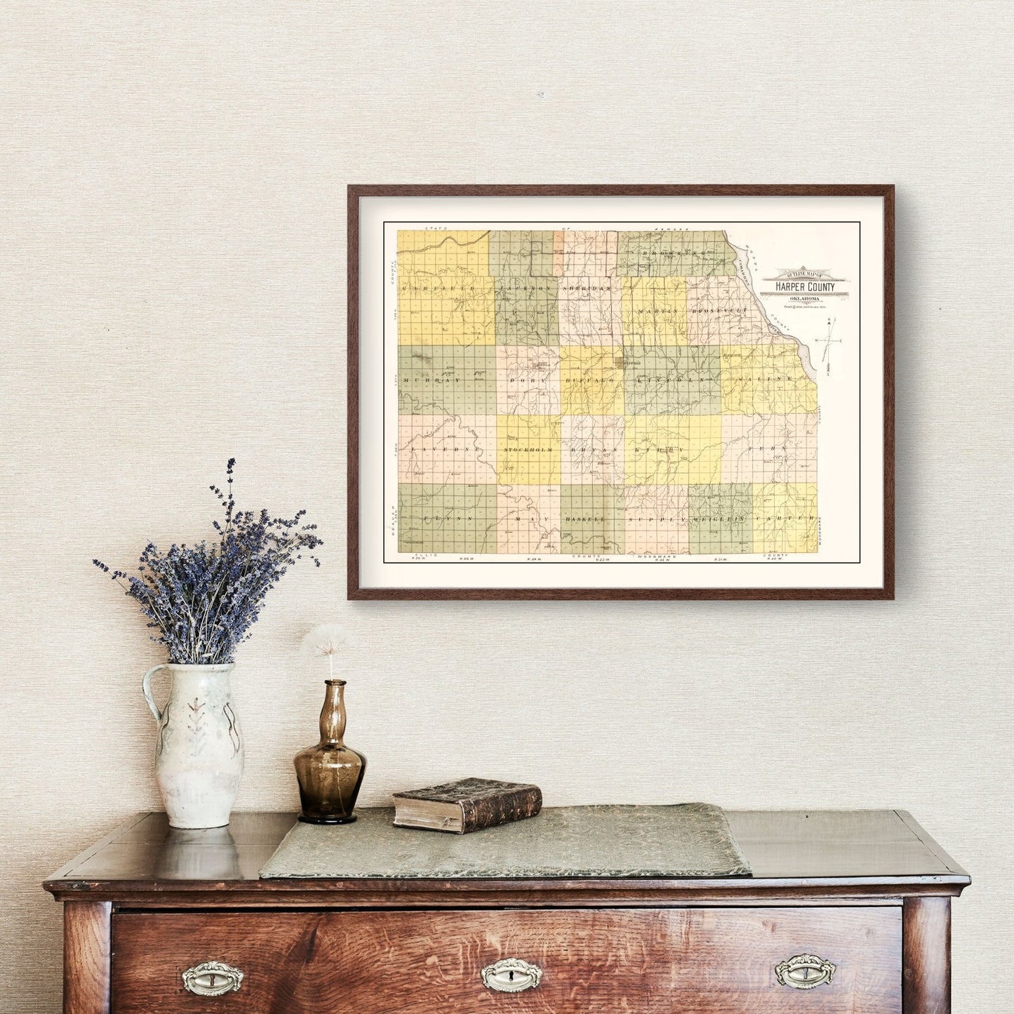 Vintage Map of Harper County, Oklahoma 1910