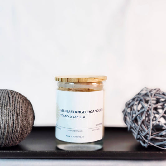 Tobacco & Vanilla - Soy Wax Candle 11oz with Lid