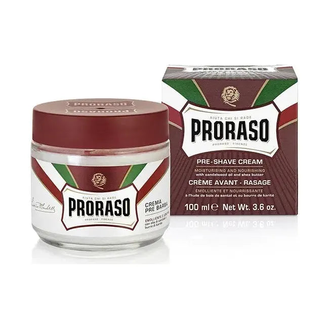 Proraso Pre-Shave Cream Moisturizing & Nourishing With Sandalwood Oil & Shea Butter 3.6 Oz