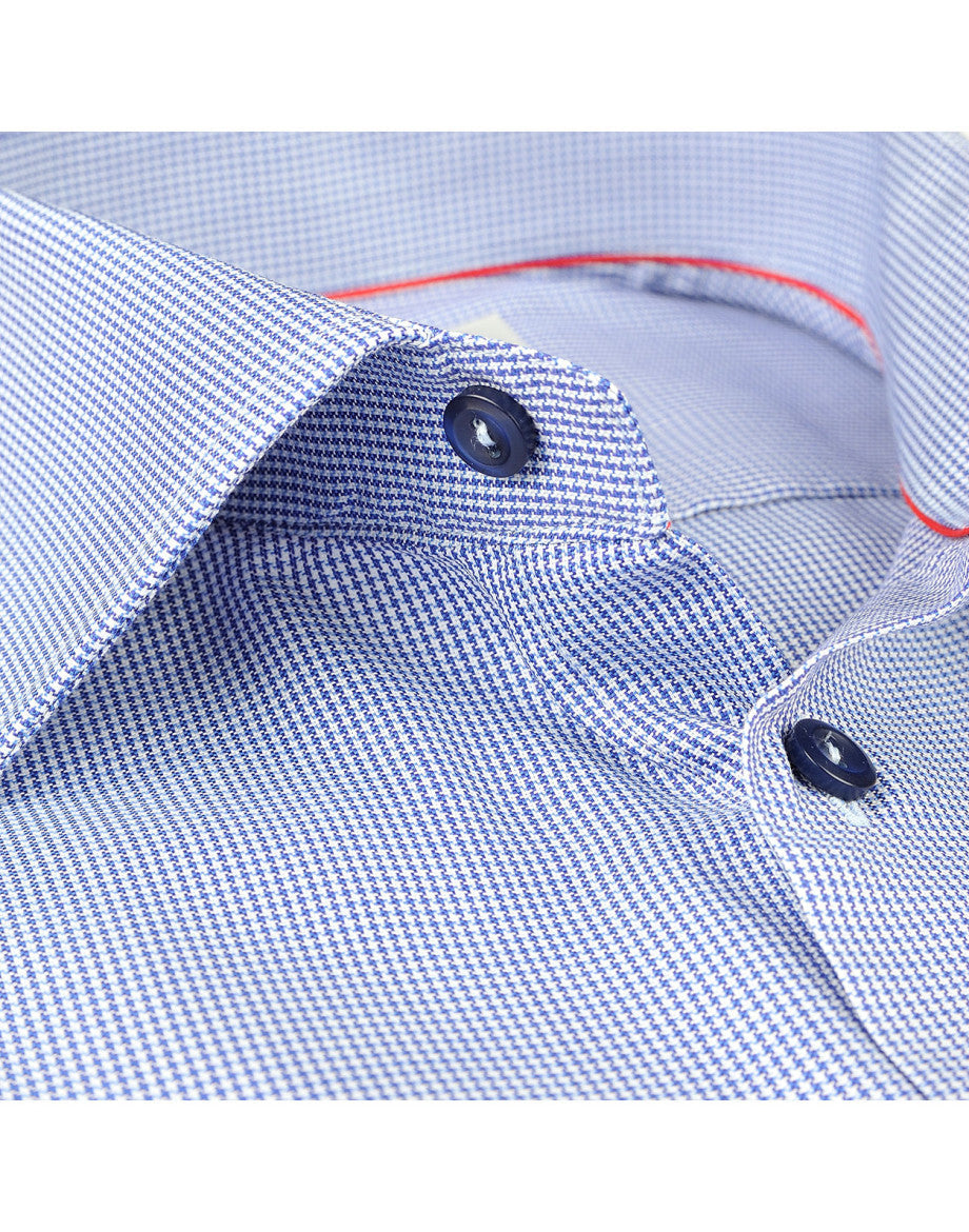 Made in Italy Dress Shirts// Blue Micro Check - contemporary fit
