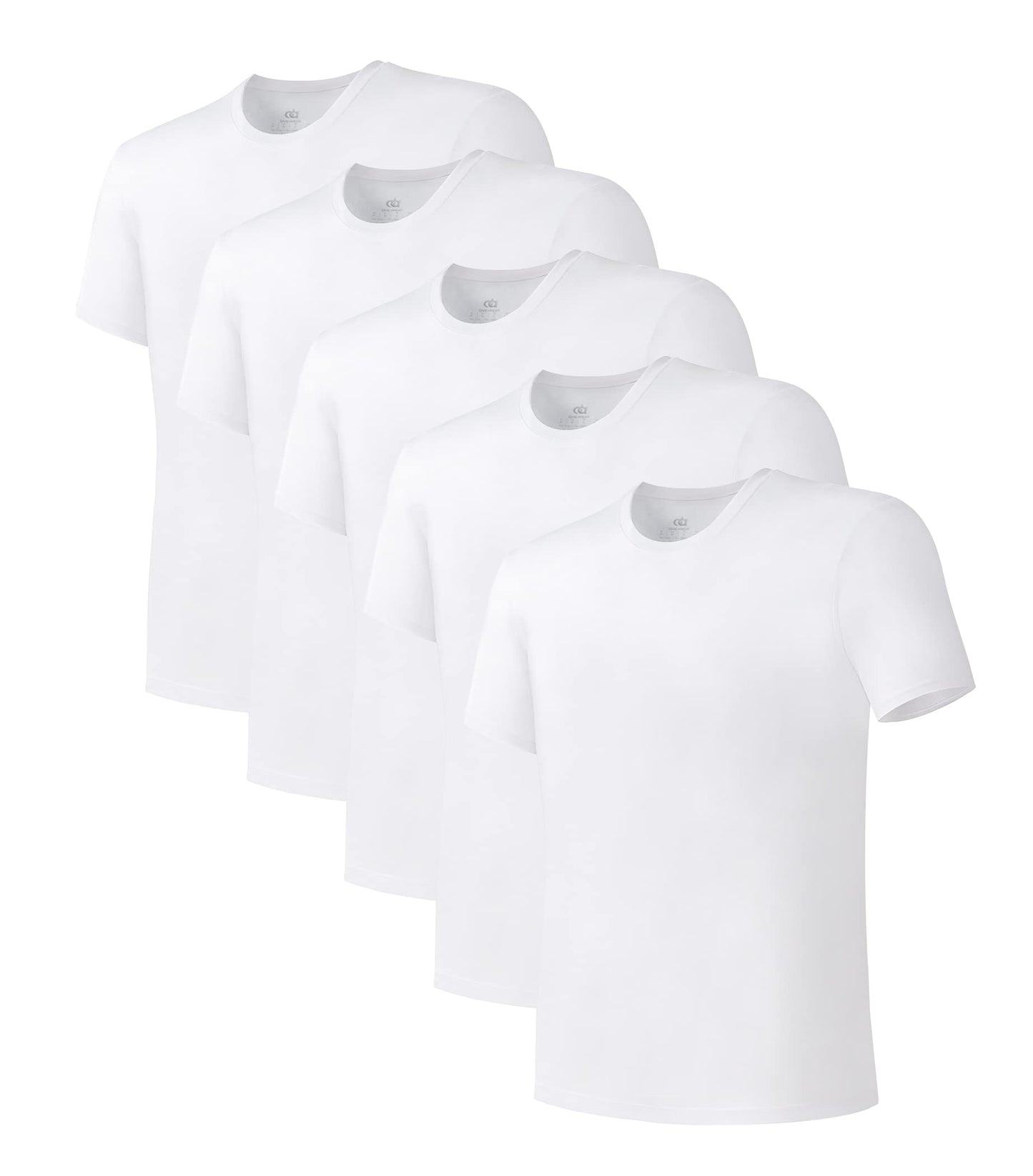 DAVID ARCHY Men's Undershirt Bamboo Rayon Moisture-Wicking Crewneck T-Shirts Stretch Tees for Men, 3 or 5 Pack