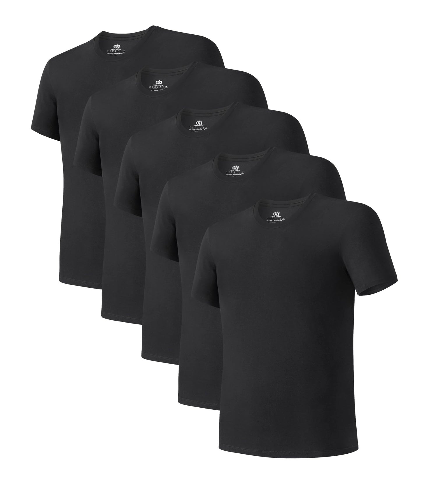DAVID ARCHY Men's Undershirt Bamboo Rayon Moisture-Wicking Crewneck T-Shirts Stretch Tees for Men, 3 or 5 Pack