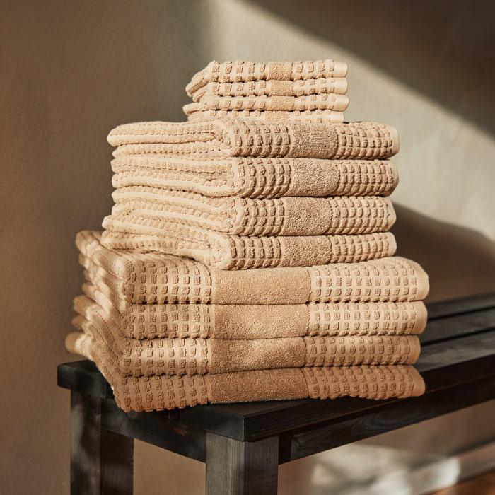 JUNA Check Bath Towel, Sand