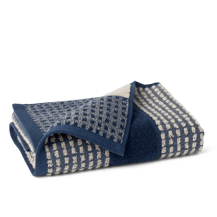 JUNA Check Hand Towel, Dark Blue