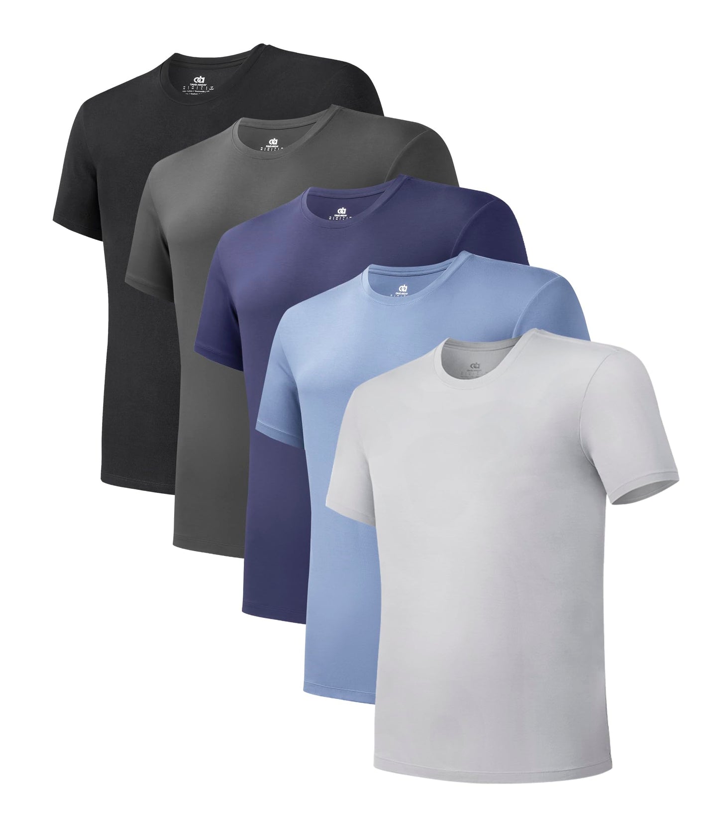 DAVID ARCHY Men's Undershirt Bamboo Rayon Moisture-Wicking Crewneck T-Shirts Stretch Tees for Men, 3 or 5 Pack