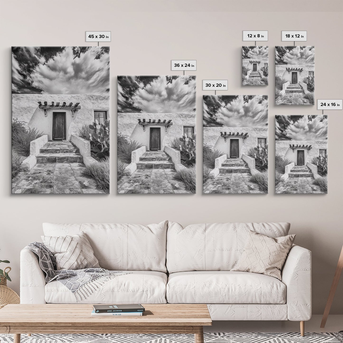 Desert Doorway, Rustic Adobe, Southwestern Style, Framed Canvas Print, Entryway Art, Neutral Wall Art, Minimalist Home Decor