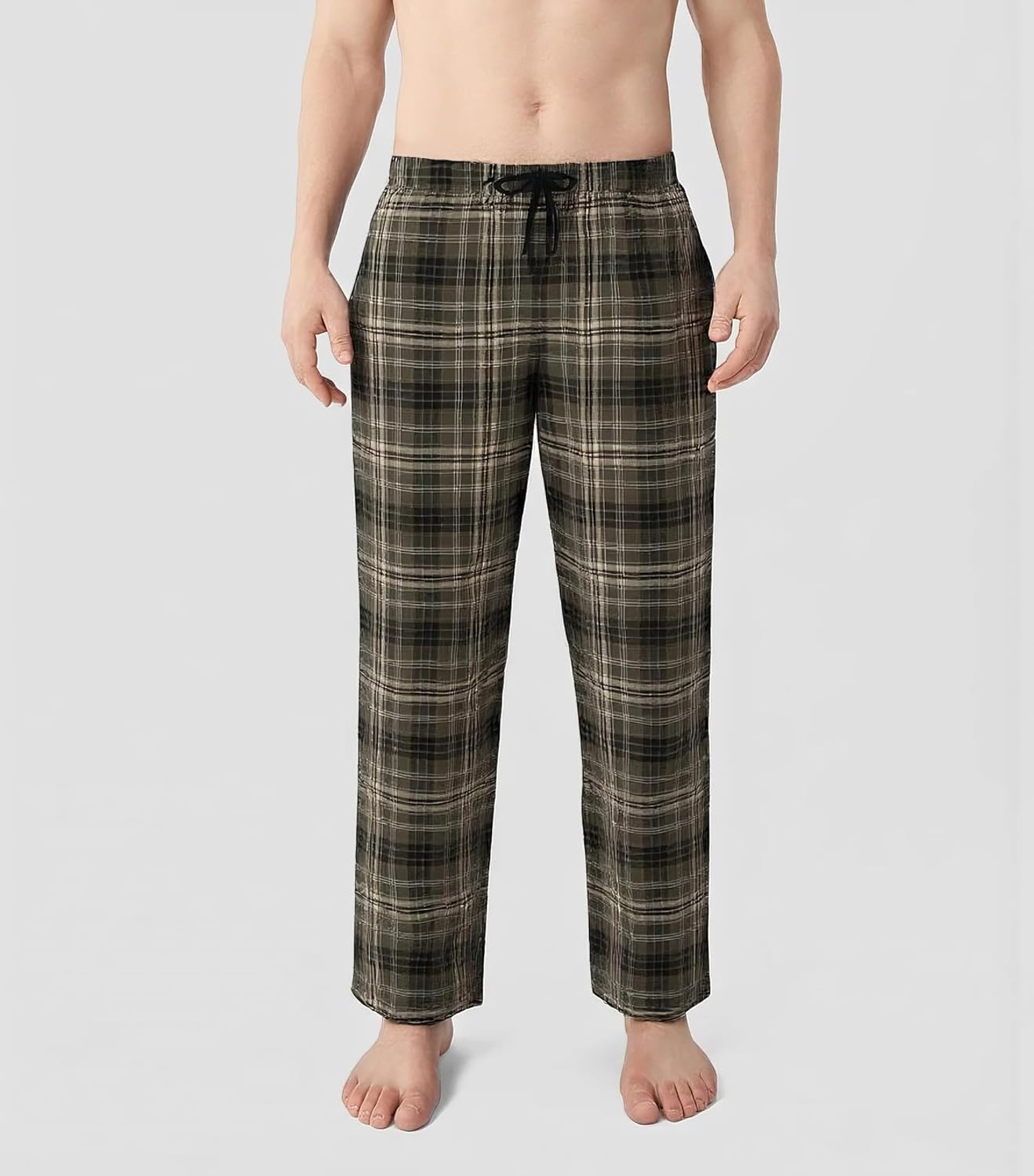 DAVID ARCHY Men's Flannel Pajama Pants, Soft & Cozy Cotton Pajama Pants, Lightweight Plaid Pants for Men with Pockets 2-Pack