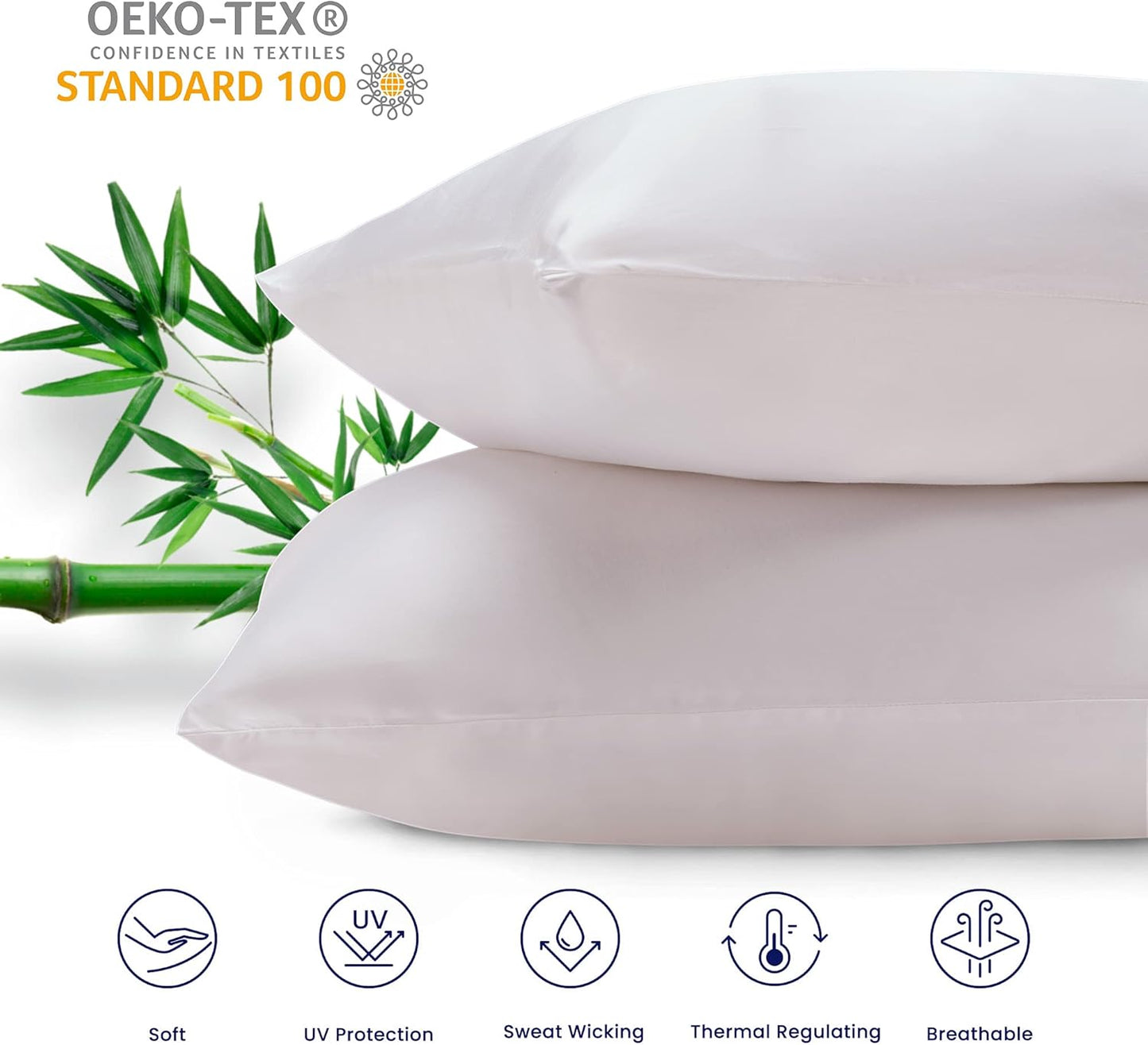 100% Rayon Bamboo Pillowcase Set of 2 Pack