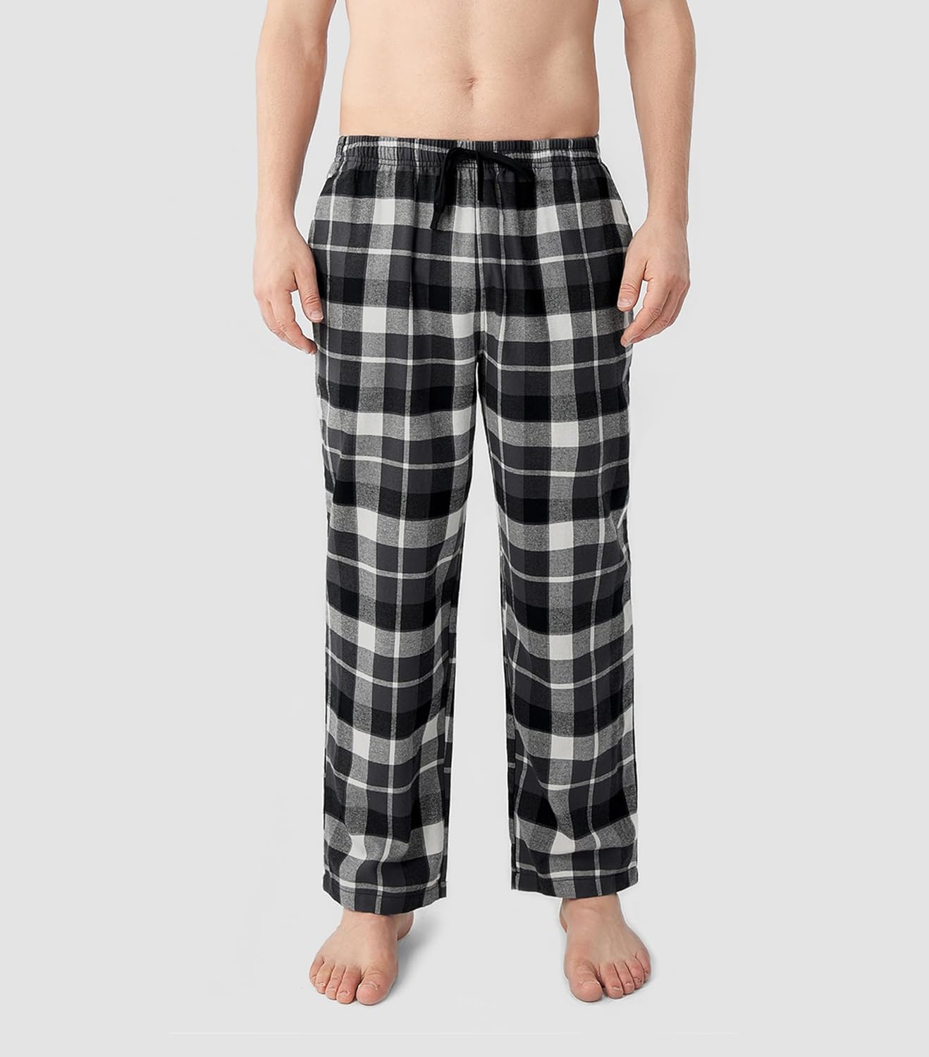 DAVID ARCHY Men's Flannel Pajama Pants, Soft & Cozy Cotton Pajama Pants, Lightweight Plaid Pants for Men with Pockets 2-Pack