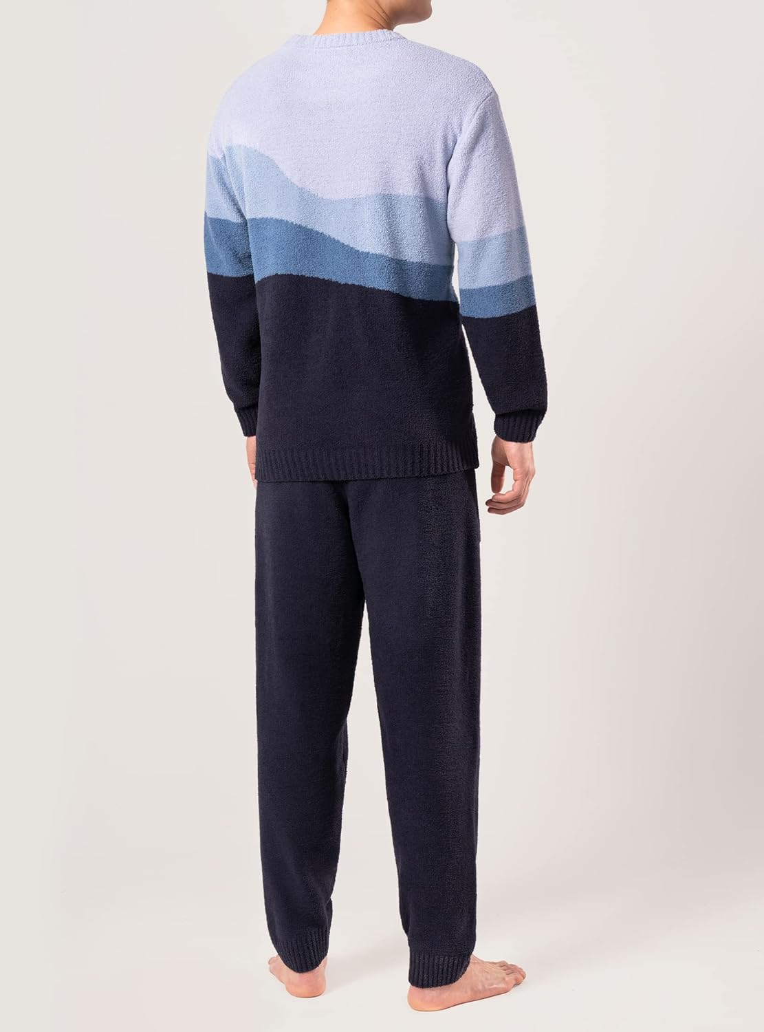 DAVID ARCHY Mens Pajamas Set Ultra-Soft Fleece Pajamas Warm Sleepwear Long Sleeve Lounge Set with Pockets