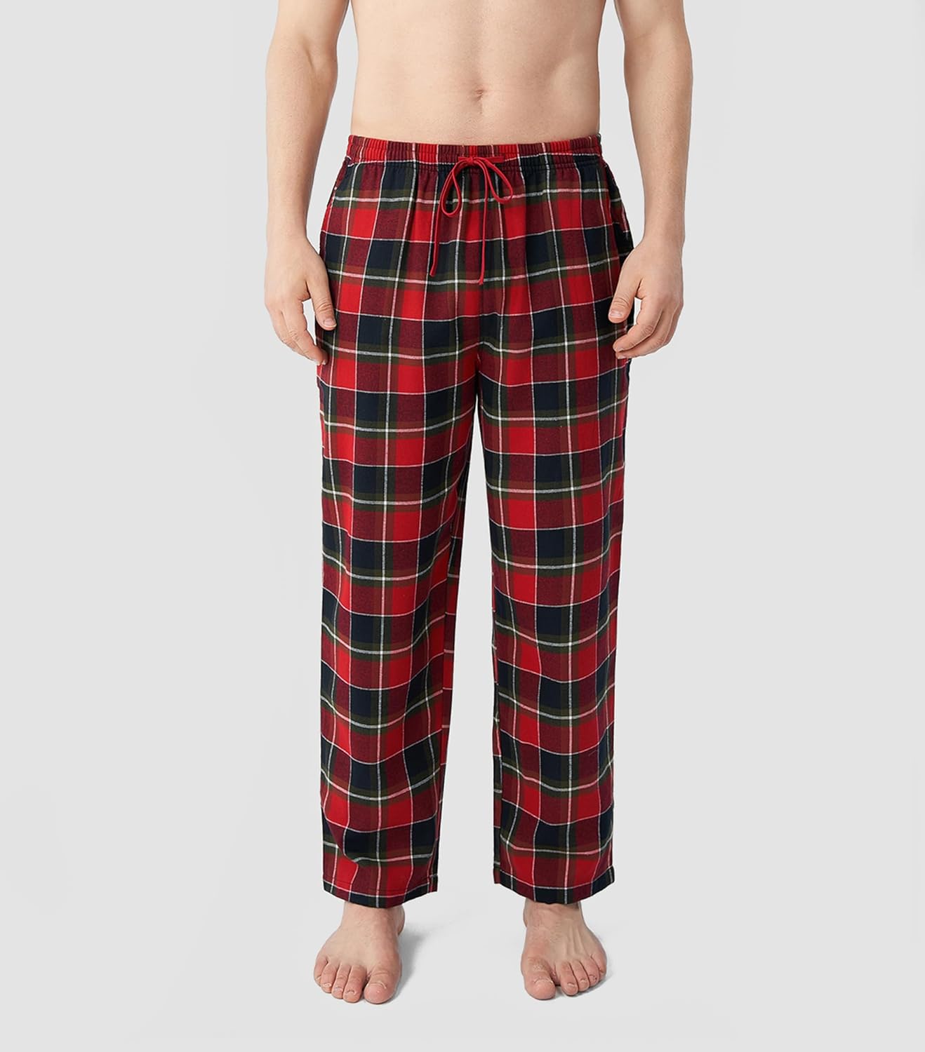 DAVID ARCHY Men's Flannel Pajama Pants, Soft & Cozy Cotton Pajama Pants, Lightweight Plaid Pants for Men with Pockets 2-Pack