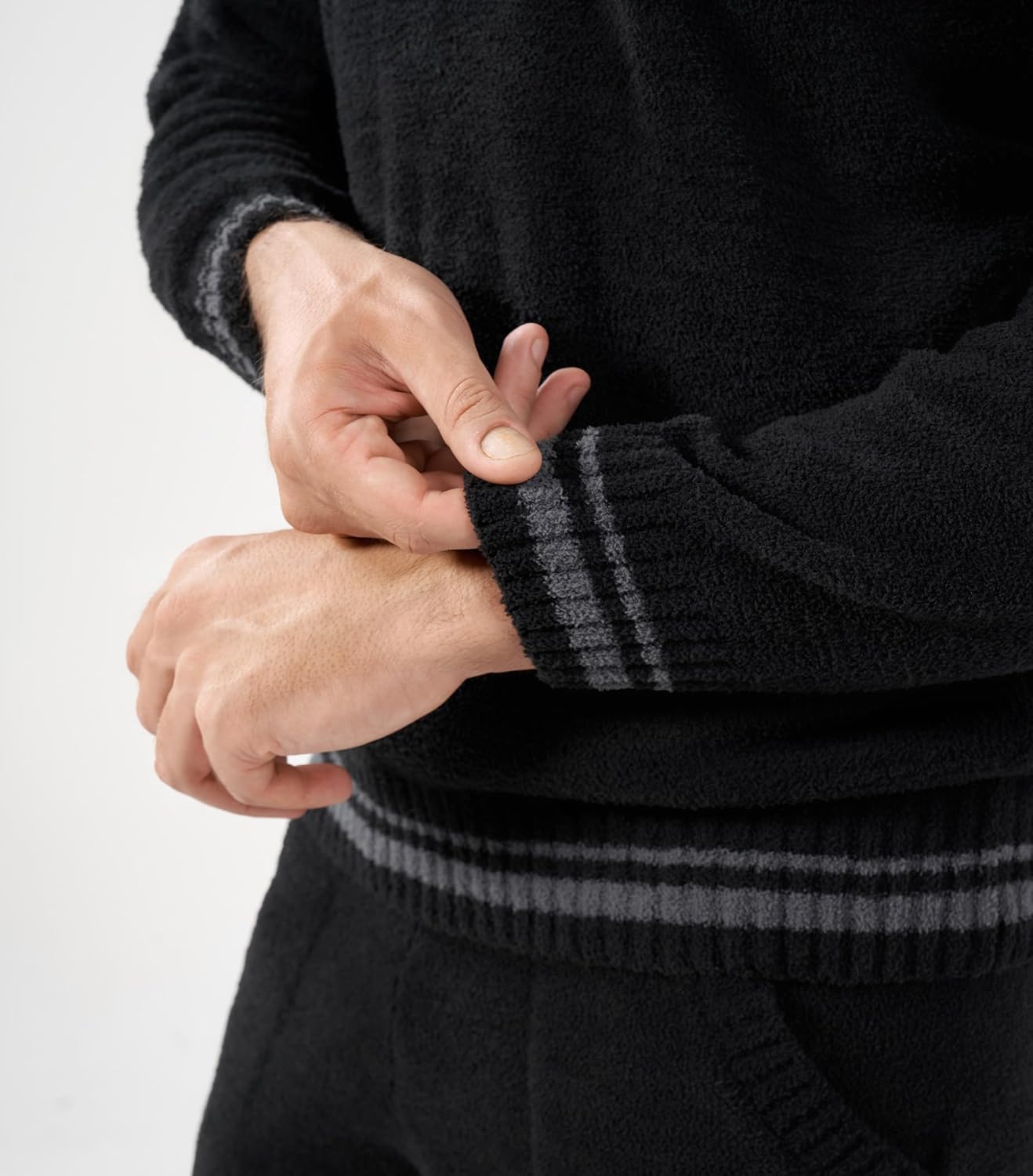 DAVID ARCHY Mens Pajamas Set Ultra-Soft Fleece Pajamas Warm Sleepwear Long Sleeve Lounge Set with Pockets