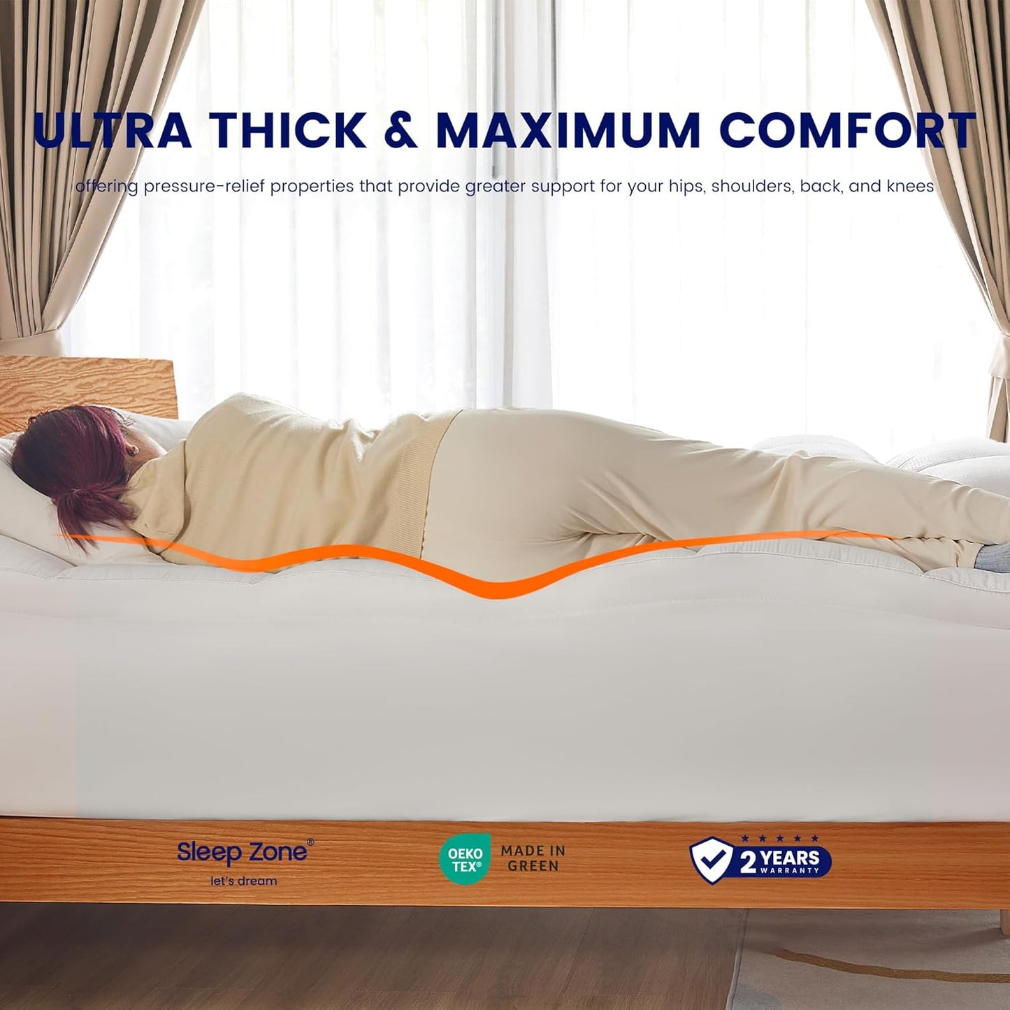 Extra Fluffy Mattress Pad Deep Pockets Pure White