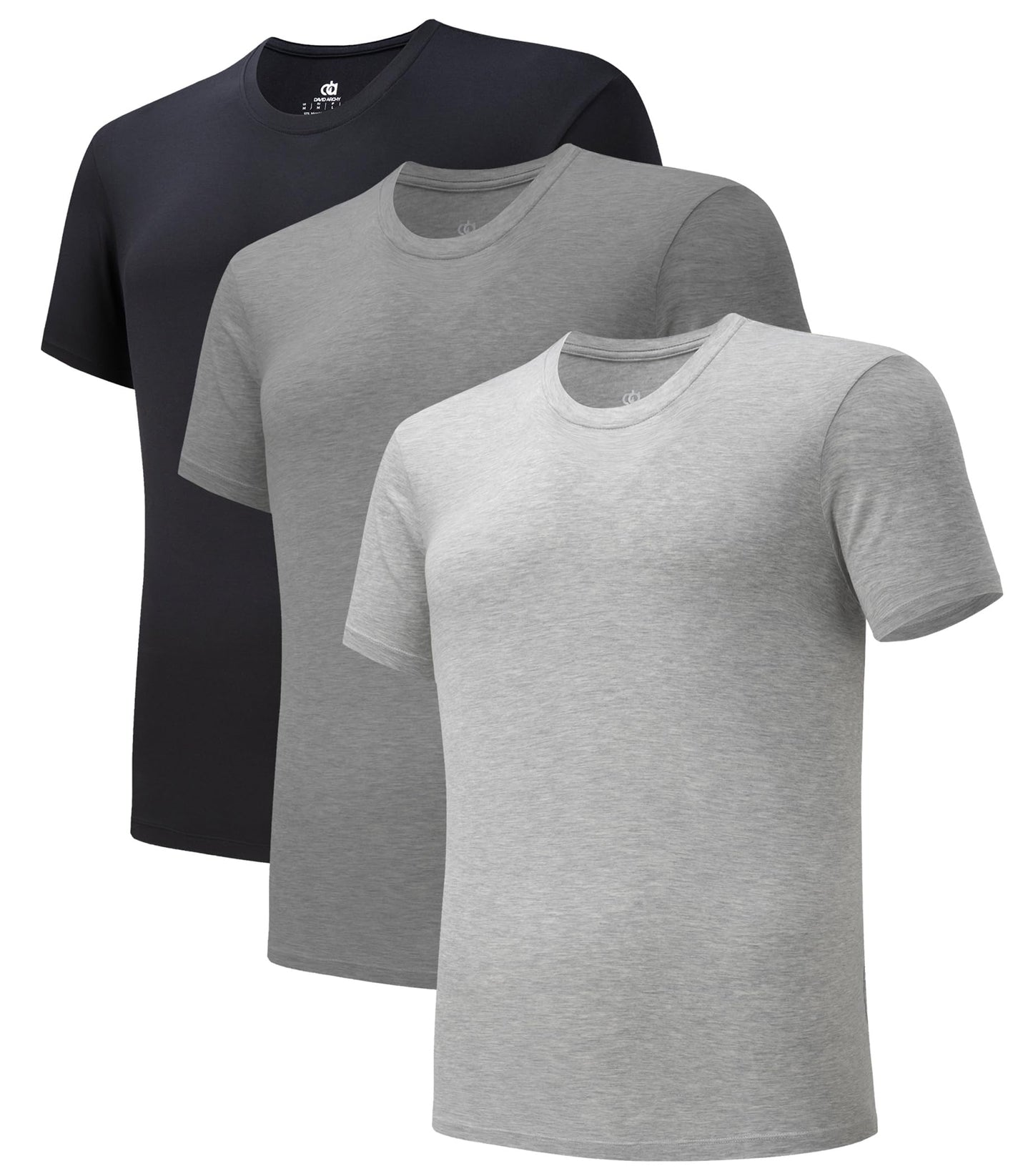 DAVID ARCHY Men's Undershirt Bamboo Rayon Moisture-Wicking Crewneck T-Shirts Stretch Tees for Men, 3 or 5 Pack