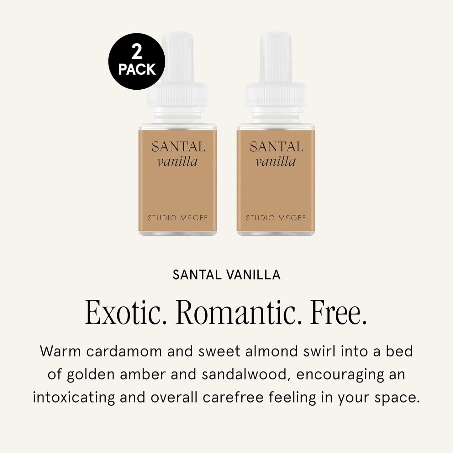 Pura x Studio McGee Home Scent Refill - Smart Air Diffuser - Up to 120-Hours of Luxury Fragrance per Refill - Home Essential - Clean & Safe Diffuser Fragrance - 2 Pack, Santal Vanilla