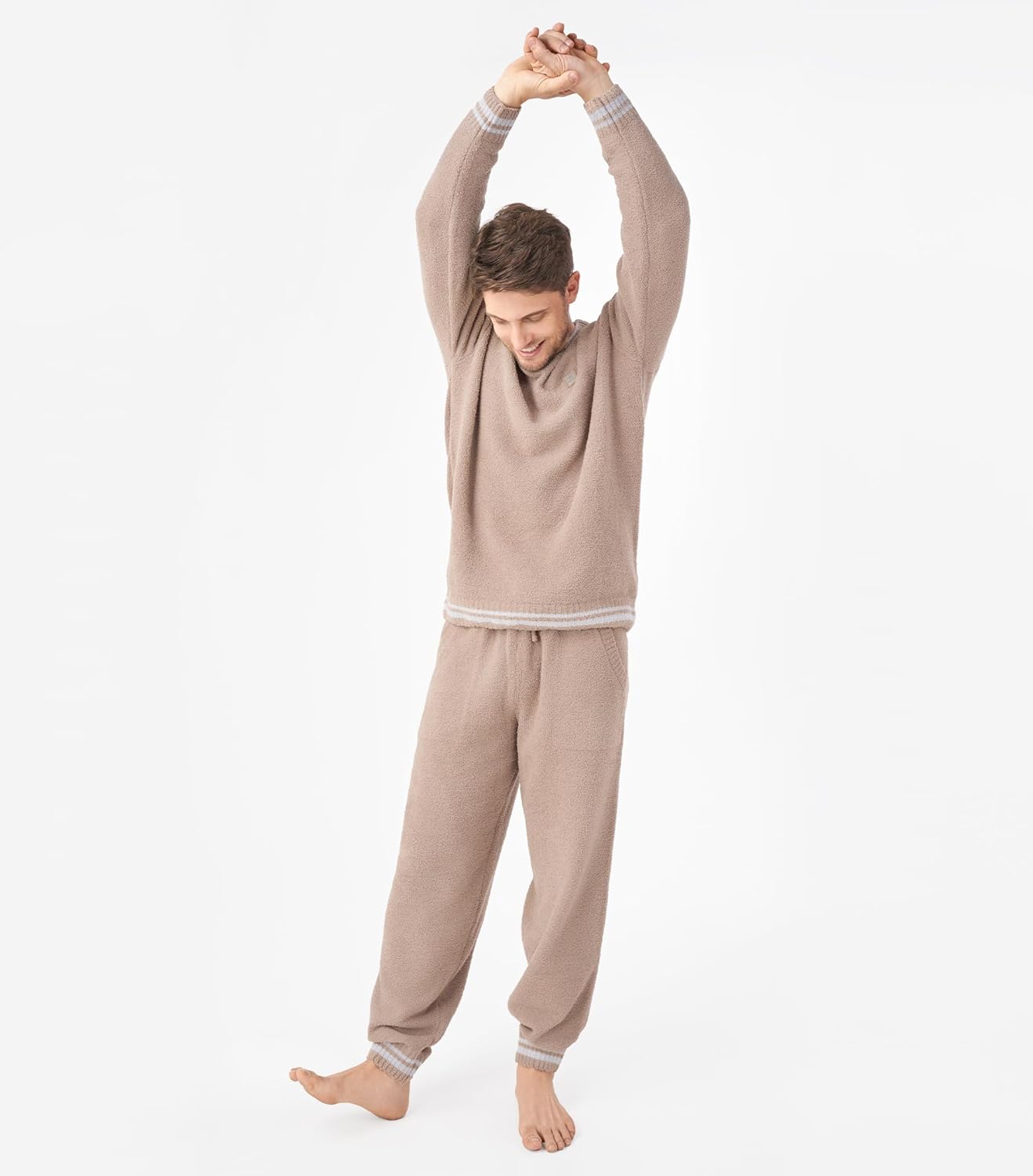 DAVID ARCHY Mens Pajamas Set Ultra-Soft Fleece Pajamas Warm Sleepwear Long Sleeve Lounge Set with Pockets