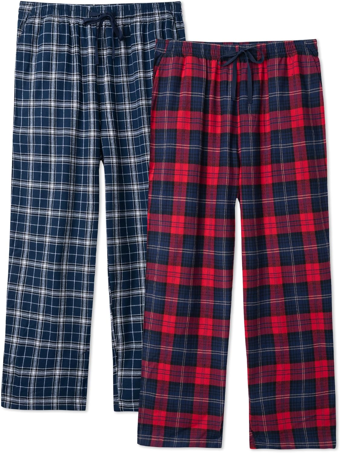 DAVID ARCHY Men's Flannel Pajama Pants, Soft & Cozy Cotton Pajama Pants, Lightweight Plaid Pants for Men with Pockets 2-Pack