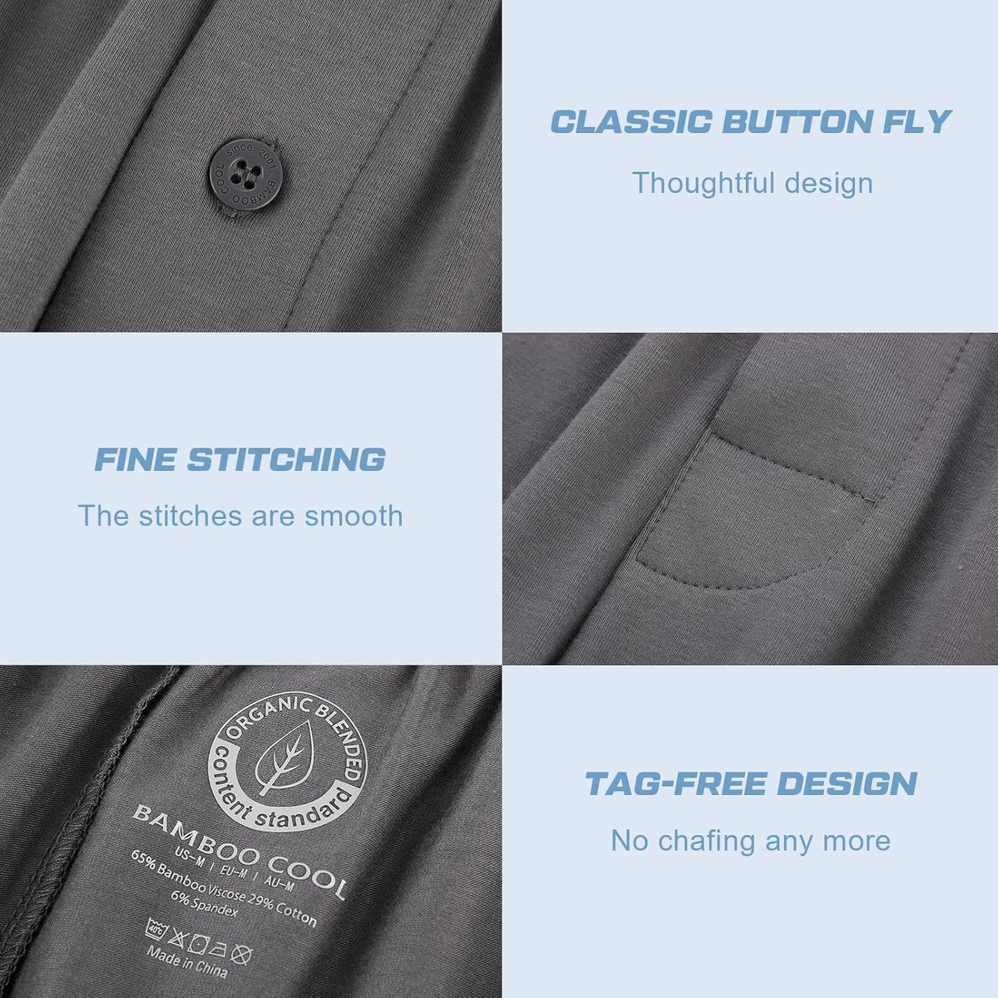 BAMBOO COOL Mens Pajama Pants Sleep Lounge Bottoms Soft Comfy Pj Pant Sleepwear with Pockets 2 Pack