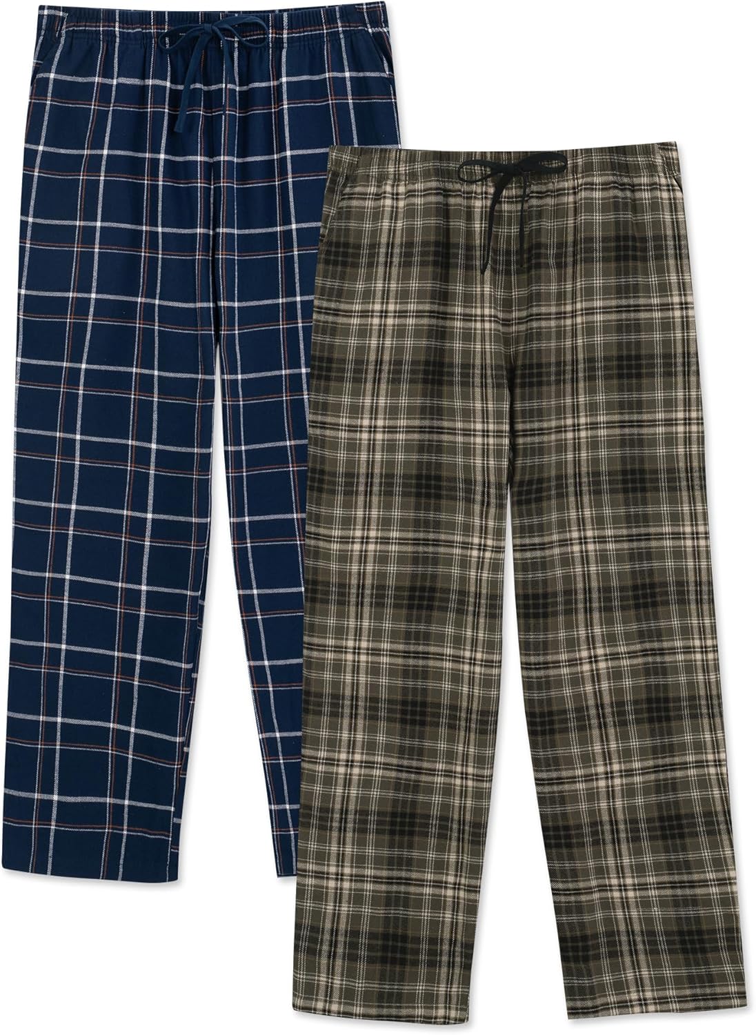DAVID ARCHY Men's Flannel Pajama Pants, Soft & Cozy Cotton Pajama Pants, Lightweight Plaid Pants for Men with Pockets 2-Pack