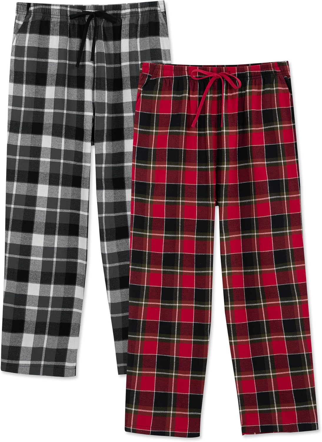 DAVID ARCHY Men's Flannel Pajama Pants, Soft & Cozy Cotton Pajama Pants, Lightweight Plaid Pants for Men with Pockets 2-Pack