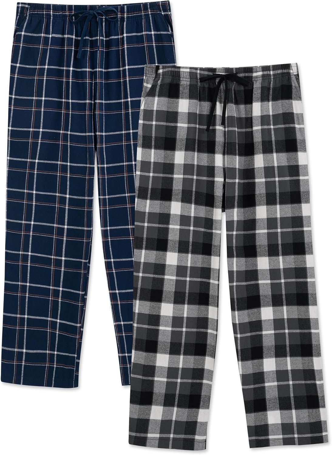 DAVID ARCHY Men's Flannel Pajama Pants, Soft & Cozy Cotton Pajama Pants, Lightweight Plaid Pants for Men with Pockets 2-Pack