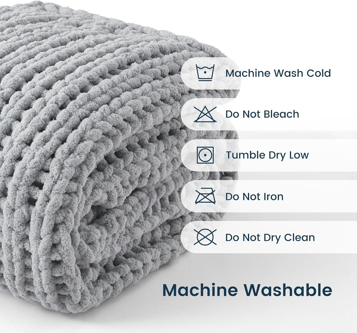 Handmade Washable Velvet Knit Throw Blanket for Couch & Bed - Gray