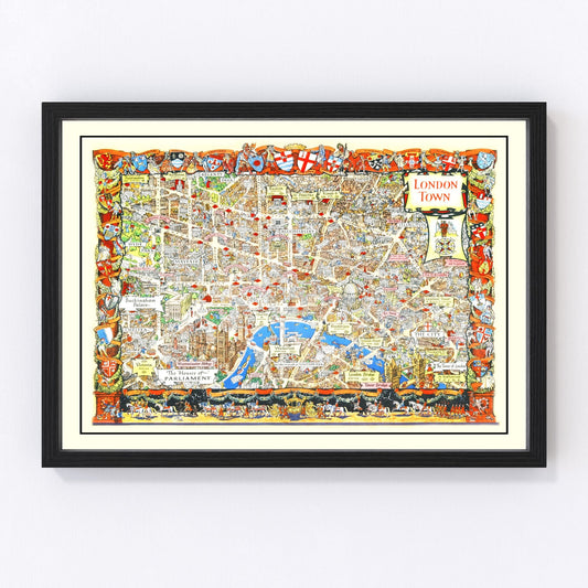 Vintage Map of London, England 1948