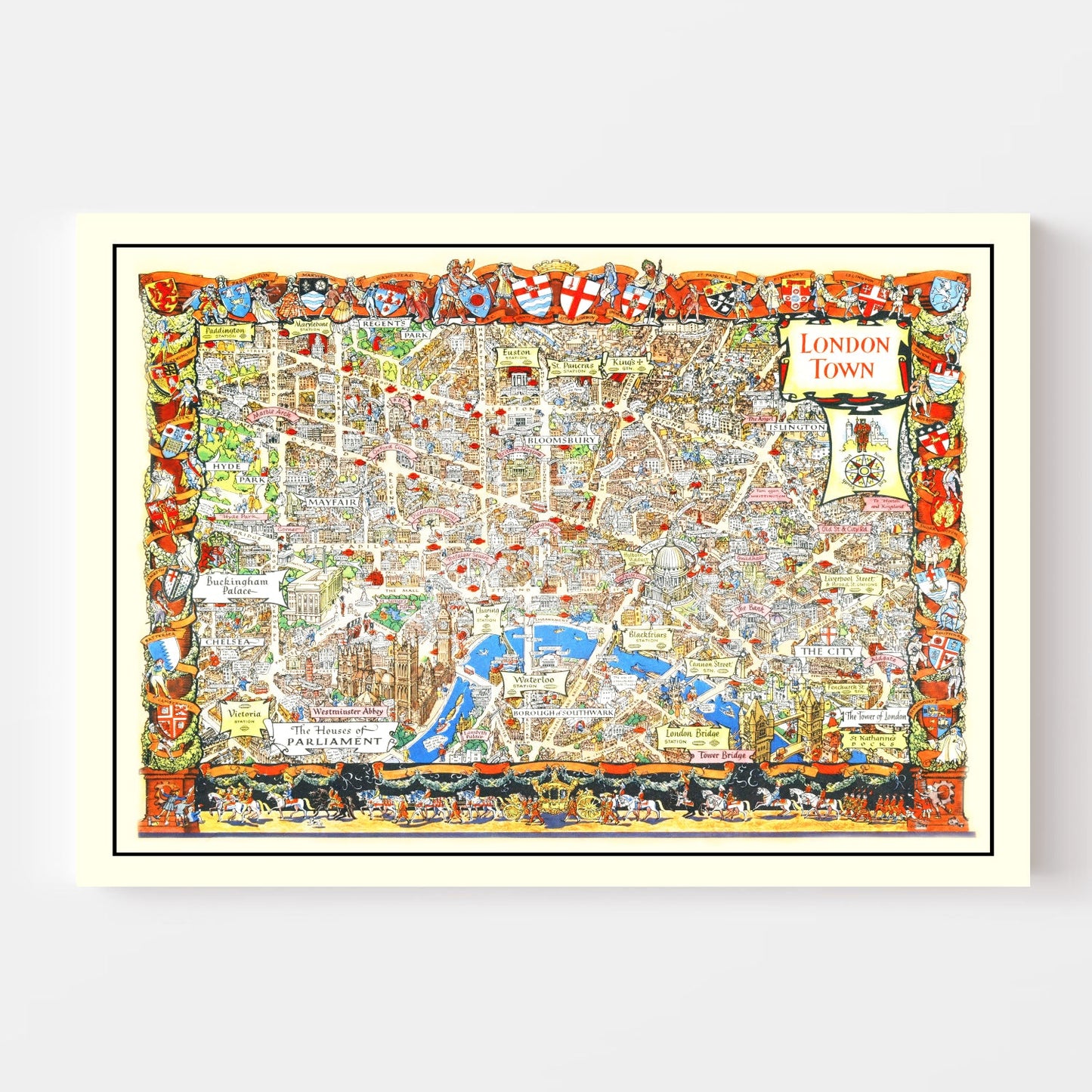 Vintage Map of London, England 1948