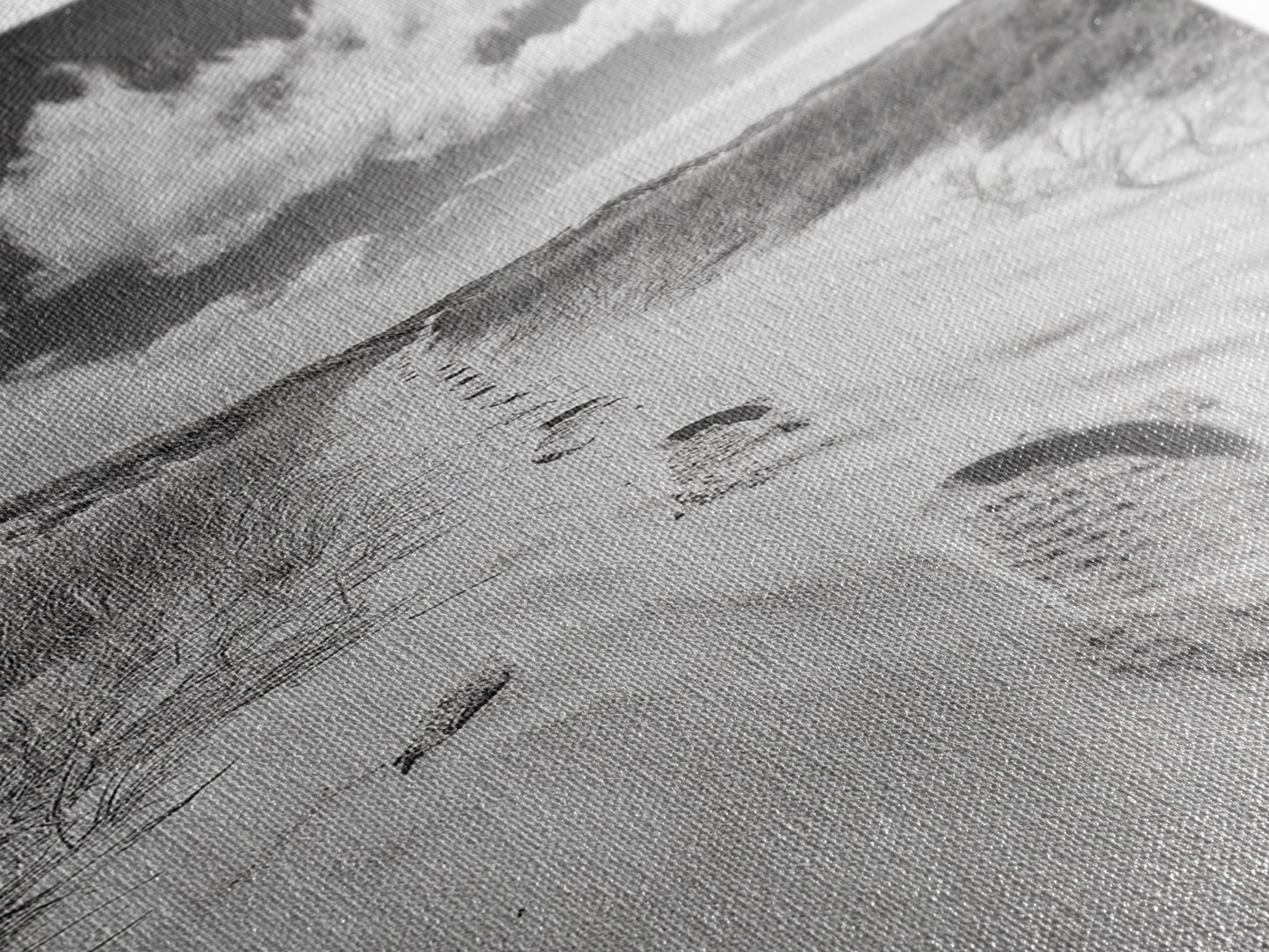 Desert Footprints Path, Dune Art, Wanderlust Vibes, Monochrome Landscape, Framed Canvas Print, Bedroom Wall Decor, Minimalist Travel