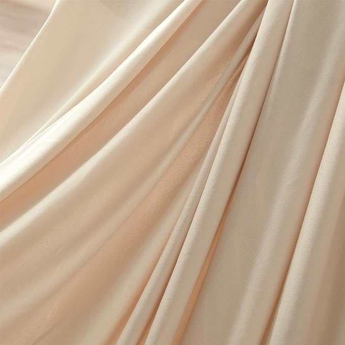 100% Microfiber Jersey Knit Sheet Set with Pillowcases-Beige