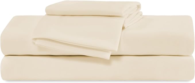 100% Microfiber Jersey Knit Sheet Set with Pillowcases-Beige