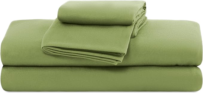 100% Microfiber Jersey Knit Sheet Set with Pillowcases-Green