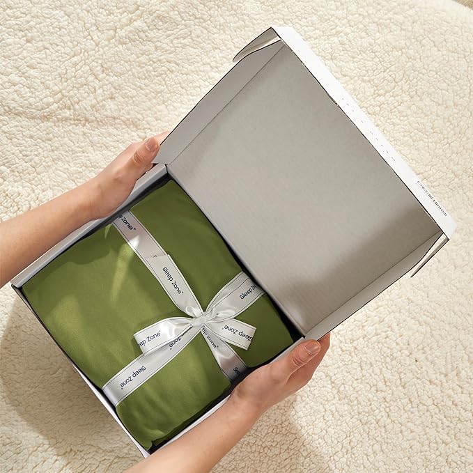 100% Microfiber Jersey Knit Sheet Set with Pillowcases-Green