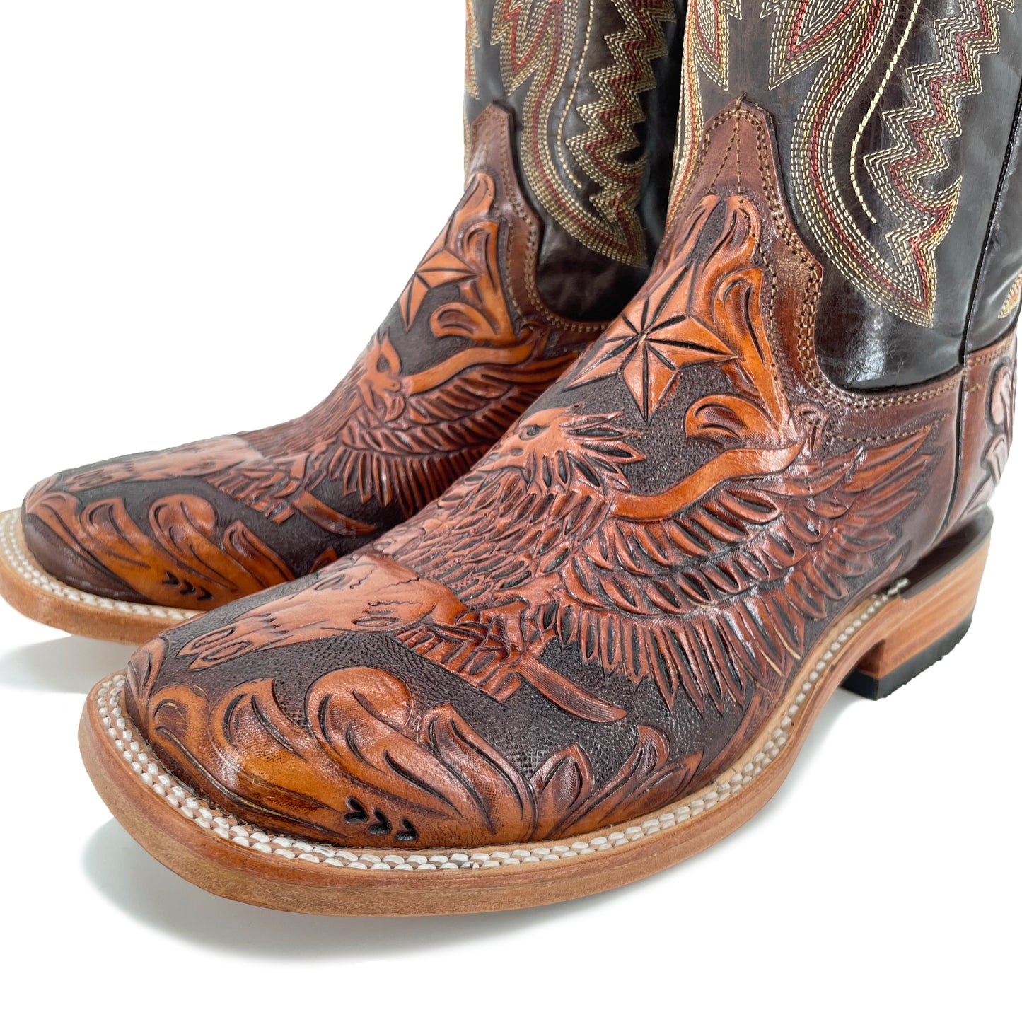 Men's Bulldog Hand Tooled Boots- Wrath of the Eagle Bitone