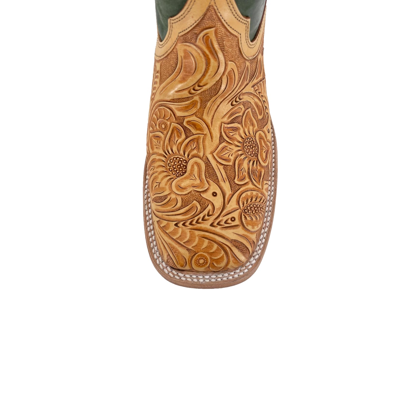 Men Bulldog Hand Tooled Boot - Floral Natural