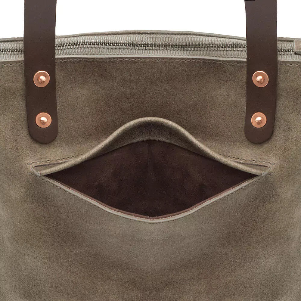 Eden LARGE Leather Tote Bag - Zippered