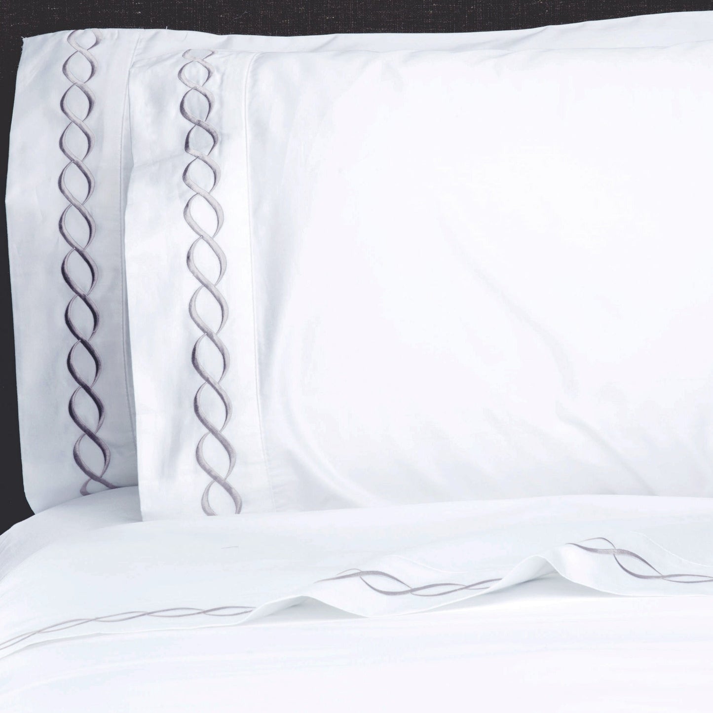 600 Thread Count Rope Embroidered Pillowcase Pair