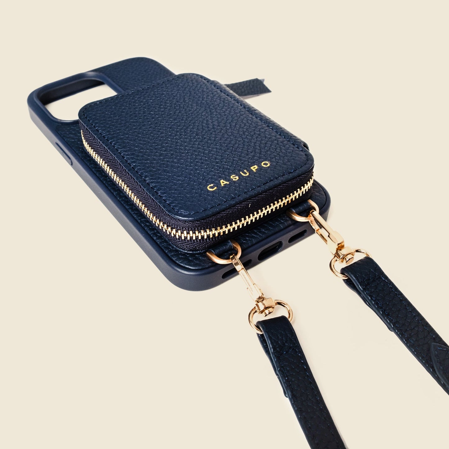 iPhone Case and Wallet with Long Strap - Navy