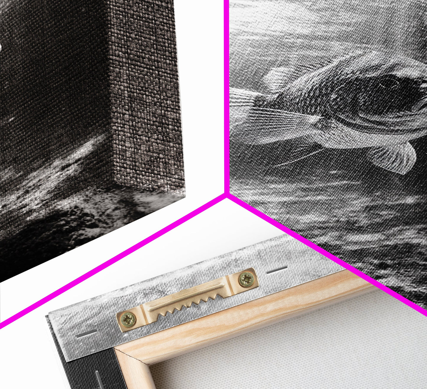 Sunlit Fish, Ocean Rays, Underwater Wonder, Tranquil Sea Life, Framed Canvas Print, Kids Room Decor, Coastal Art, Nautical Home Style