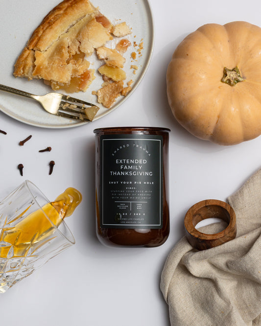 13 oz, Crackling Wood Wick - Shared Trauma: Extended Family Thanksgiving Candle