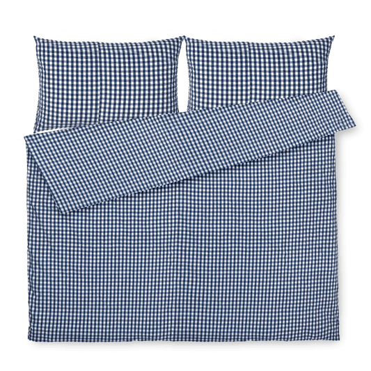 JUNA Bæk&Bølge Duvet Cover Set, Full, Dark Blue/White