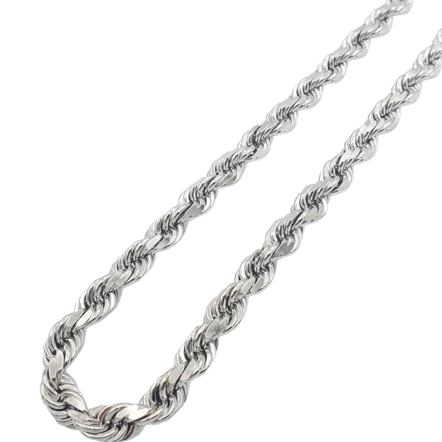 10K Gold- Solid Rope Chain (White Gold)