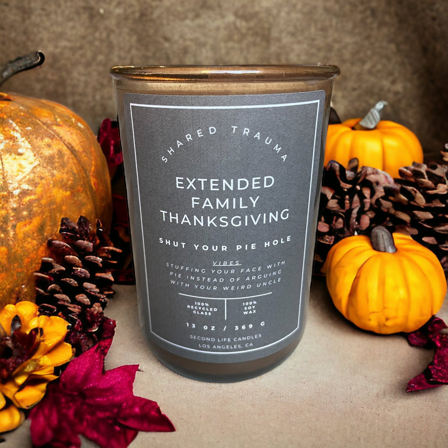 13 oz, Crackling Wood Wick - Shared Trauma: Extended Family Thanksgiving Candle