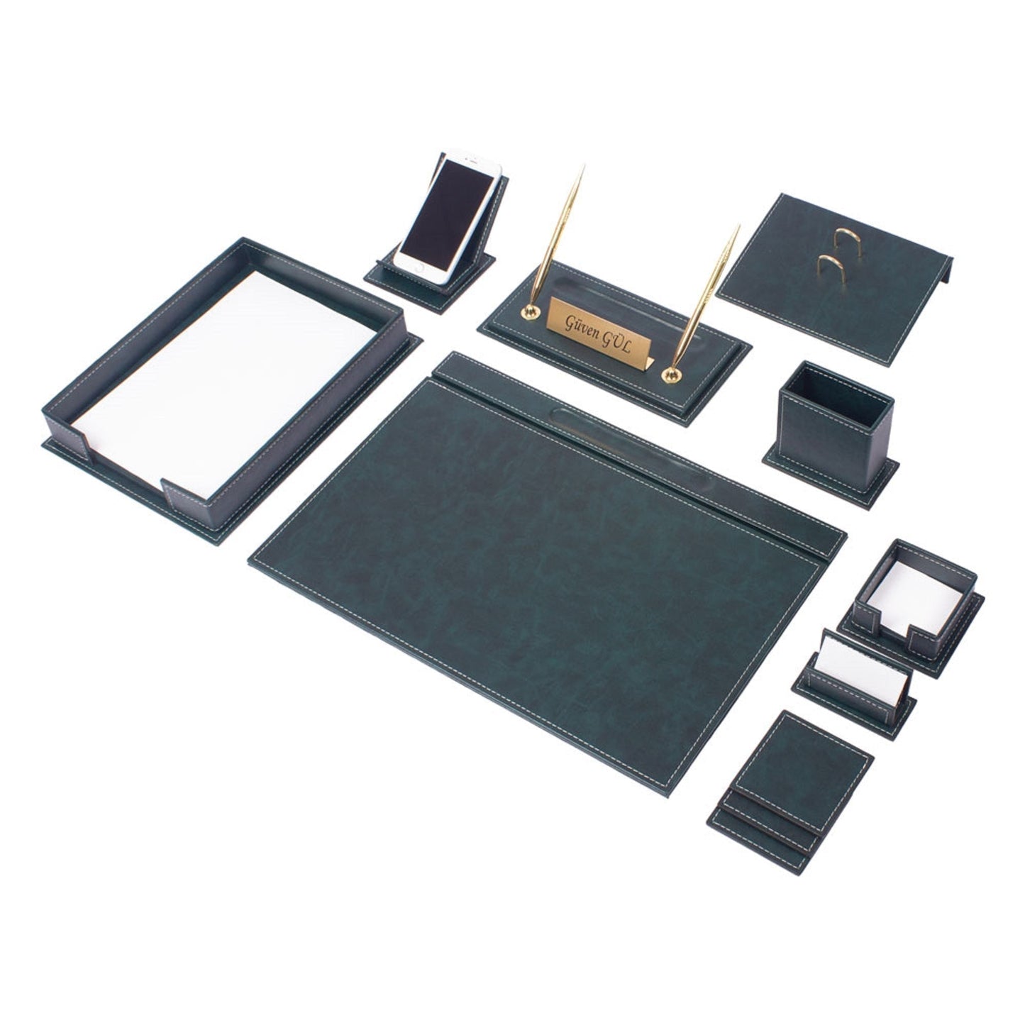 MOOG Luxury Desk Set - Single Document Tray- Brown - 13 PCS